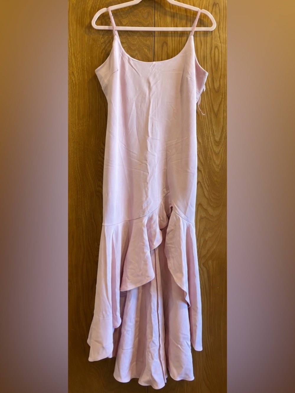 Selfie Leslie Blush Pink Ruffle Hem Midi Dress XL NWT
